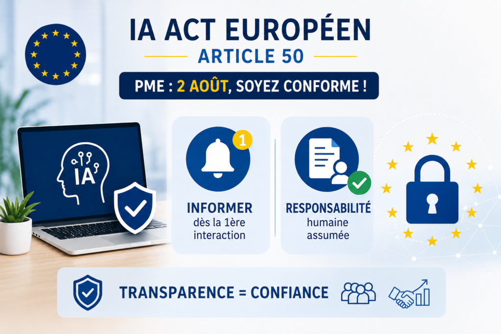 IA Act : L&rsquo;obligation de transparence du 2 août 2026 pour les PME